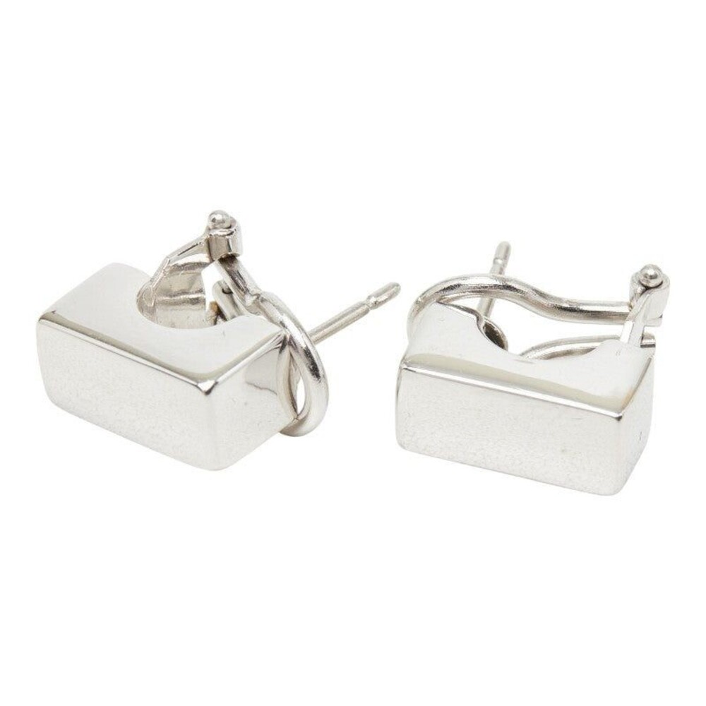 K18WG White Gold Lock Pierced Earrings 18K White Gold